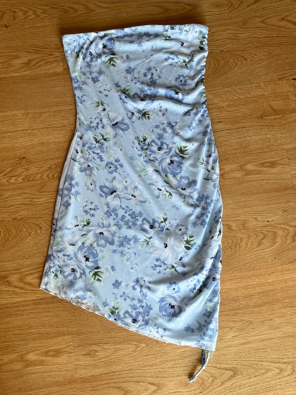 No Boundaries Strapless Ruched Drawstring Bodycon Mini Floral Dress L (11-13)